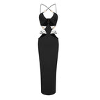 Cutout Halter Red Midi Dress H5972