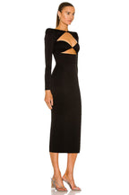 Cutout Long Sleeve Black Gown H5312