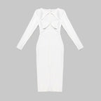 Cutout Long Sleeve Black Gown H5312