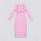 Cutout Long Sleeve Black Gown H5312