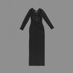 Cutout Long Sleeve Black Maxi Dress H6075