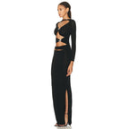 Cutout Long Sleeve Maxi Dress H6182