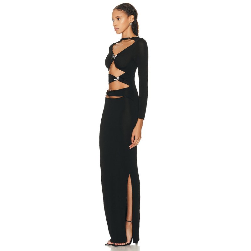 Cutout Long Sleeve Maxi Dress H6182