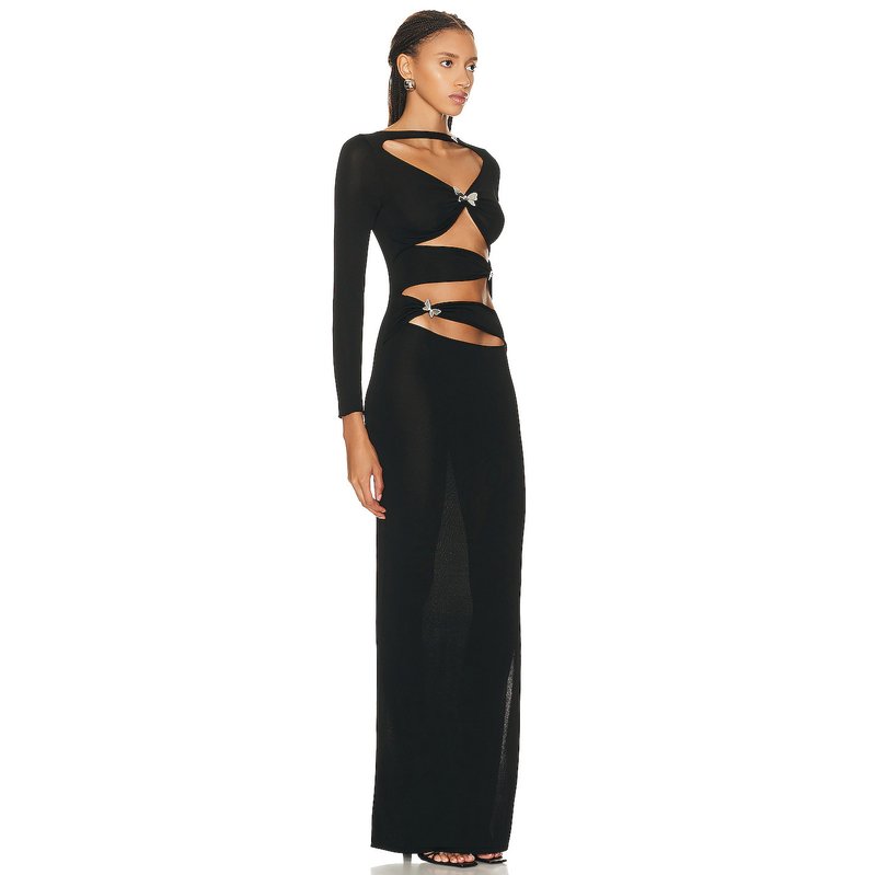 Cutout Long Sleeve Maxi Dress H6182