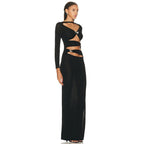 Cutout Long Sleeve Maxi Dress H6182