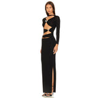 Cutout Long Sleeve Maxi Dress H6182