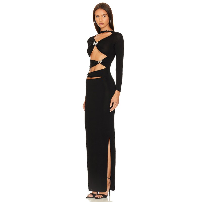 Cutout Long Sleeve Maxi Dress H6182