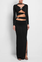 Cutout Long Sleeve Maxi Dress H6182