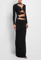 Cutout Long Sleeve Maxi Dress H6182
