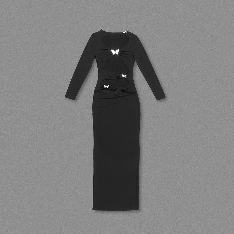 Cutout Long Sleeve Maxi Dress H6182