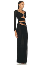 Cutout Long Sleeve Maxi Dress H7140