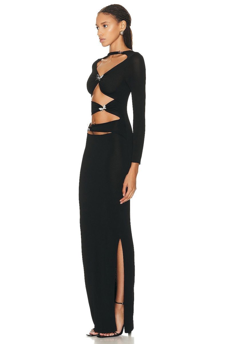 Cutout Long Sleeve Maxi Dress H7140