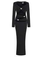 Cutout Long Sleeve Maxi Dress H7140