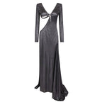 Cutout Long Sleeve Shimmer Maxi Dress H6377