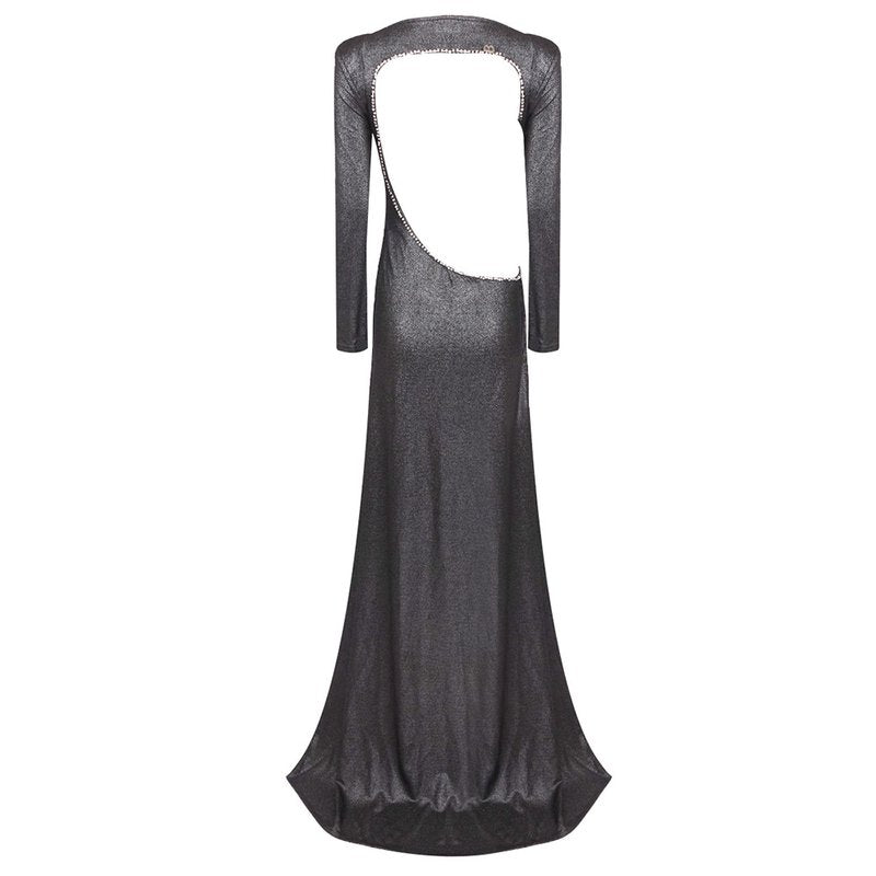 Cutout Long Sleeve Shimmer Maxi Dress H6377