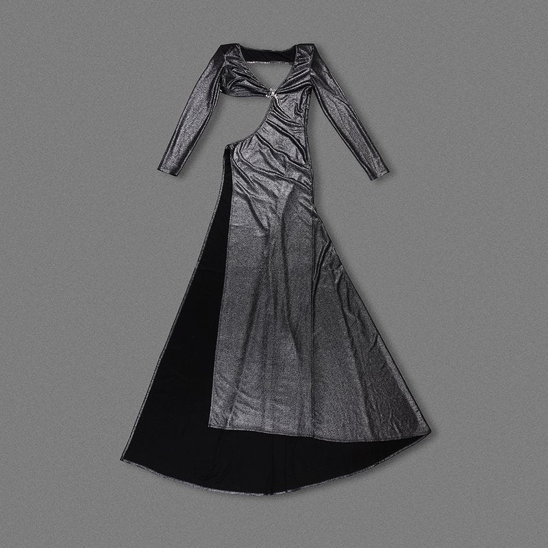 Cutout Long Sleeve Shimmer Maxi Dress H6377
