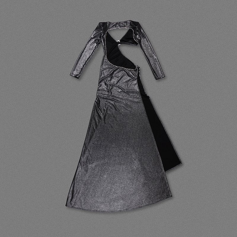Cutout Long Sleeve Shimmer Maxi Dress H6377