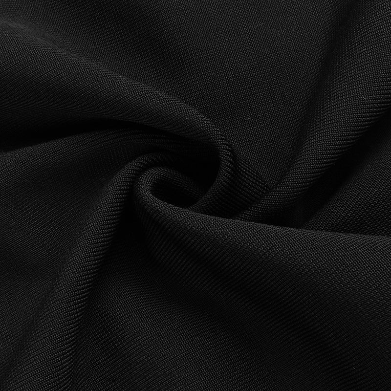 Cutout Puff Sleeve Black Bandage Dress H3906