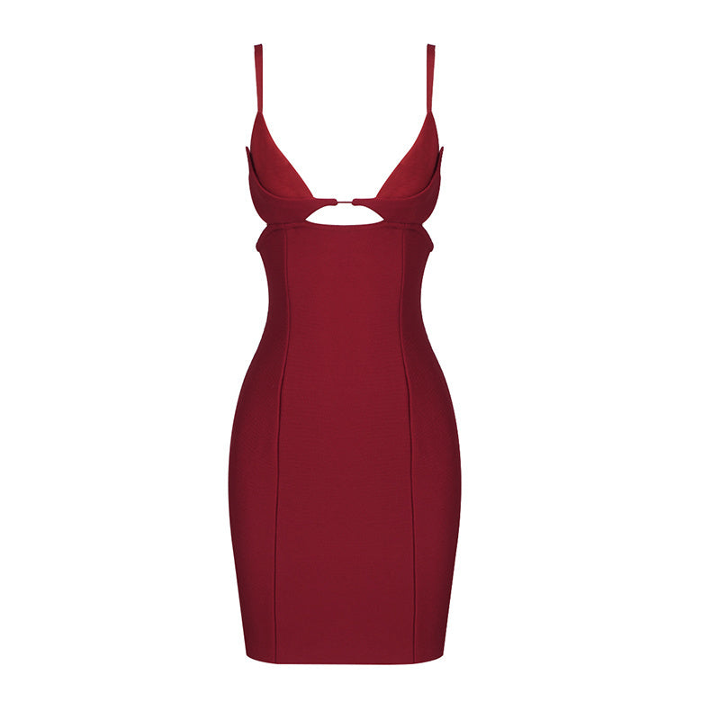 Cutout Red Mini Bandage Dress H4591