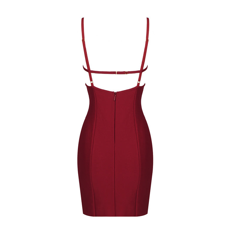 Cutout Red Mini Bandage Dress H4591