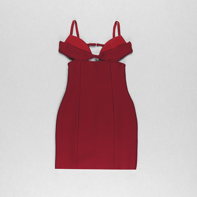 Cutout Red Mini Bandage Dress H4591
