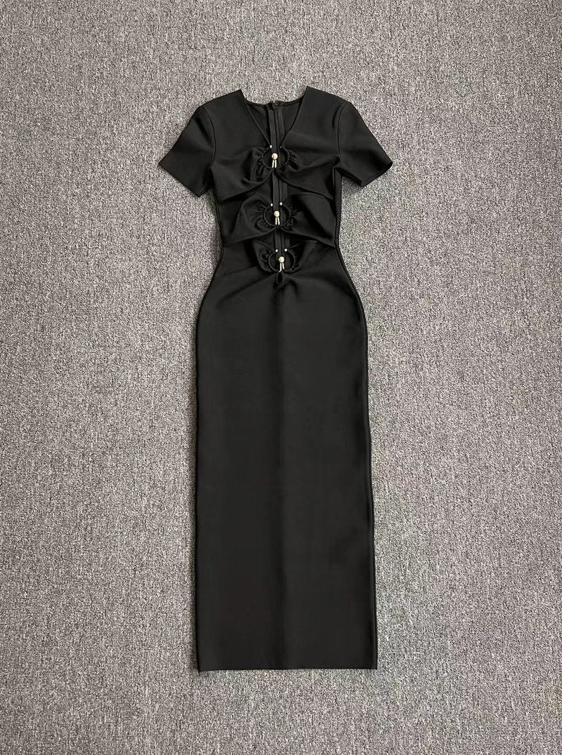 Cutout Ring Detail Midi Dress H6077