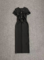 Cutout Ring Detail Midi Dress H6077
