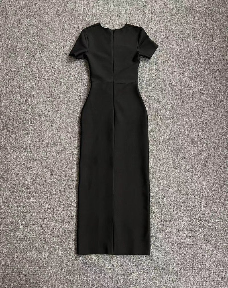 Cutout Ring Detail Midi Dress H6077