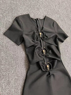 Cutout Ring Detail Midi Dress H6077