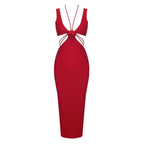 Cutout Rose Detail White Midi Dress H6213