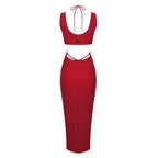 Cutout Rose Detail White Midi Dress H6213