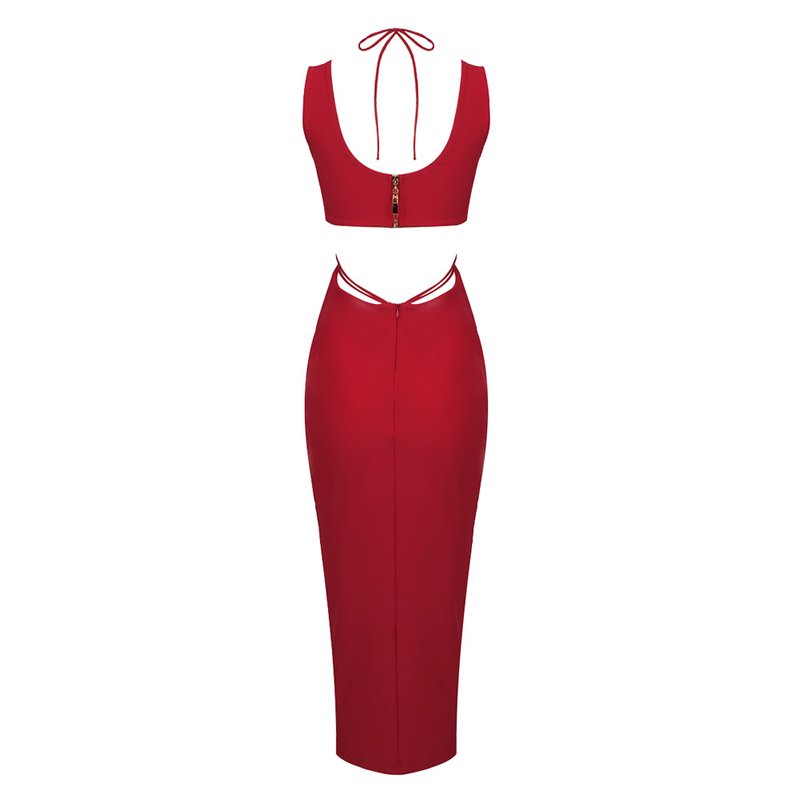 Cutout Rose Detail White Midi Dress H6213