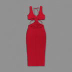 Cutout Rose Detail White Midi Dress H6213