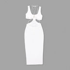 Cutout Rose Detail White Midi Dress H6213