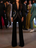 Cutout Sequin Lapel Tuxedo Suit H6739