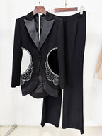 Cutout Sequin Lapel Tuxedo Suit H6739