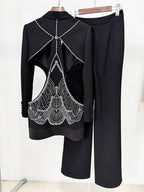 Cutout Sequin Lapel Tuxedo Suit H6739