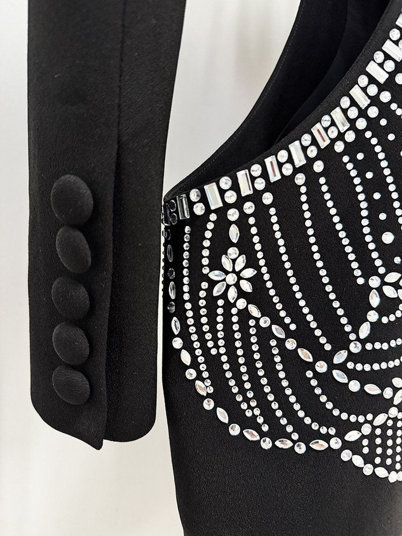 Cutout Sequin Lapel Tuxedo Suit H6739
