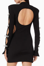 Cutout Sleeve Embellished Bodycon Dress H5716