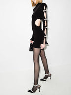 Cutout Sleeve Embellished Bodycon Dress H5716