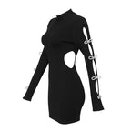 Cutout Sleeve Embellished Bodycon Dress H5716