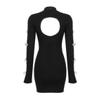Cutout Sleeve Embellished Bodycon Dress H5716
