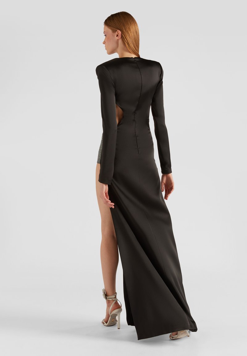 Cutout Sleeveless Satin Maxi Dress H5994
