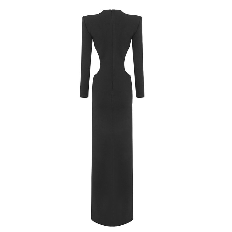 Cutout Sleeveless Satin Maxi Dress H5994