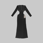 Cutout Sleeveless Satin Maxi Dress H5994