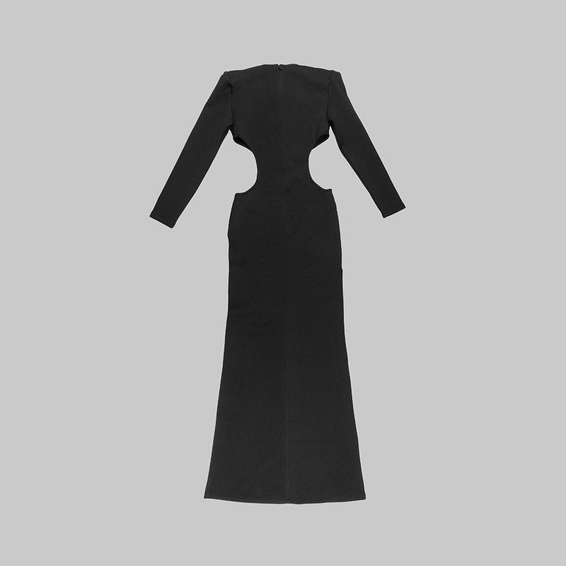 Cutout Sleeveless Satin Maxi Dress H5994