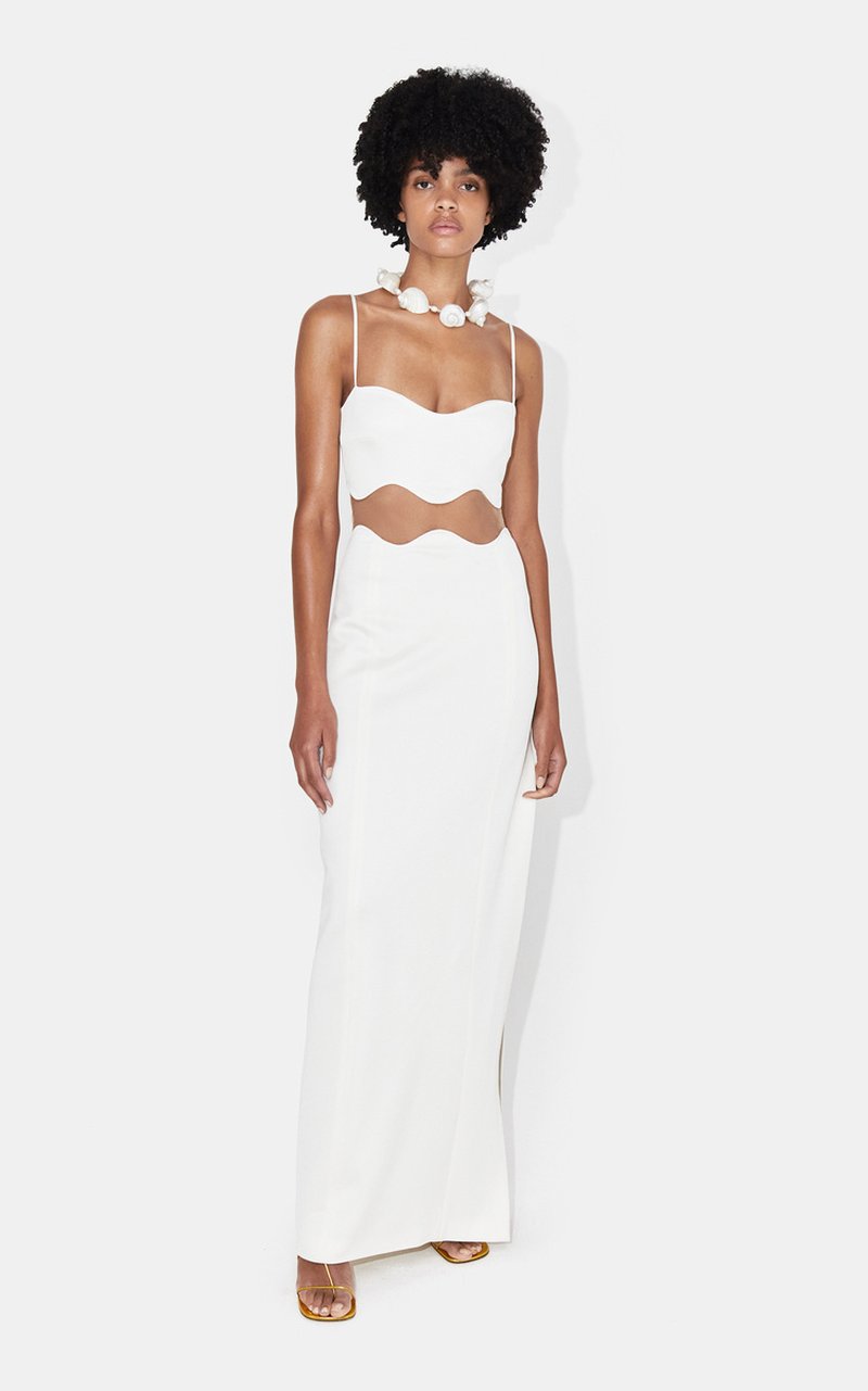 Cutout Strapless White Maxi Dress H5984