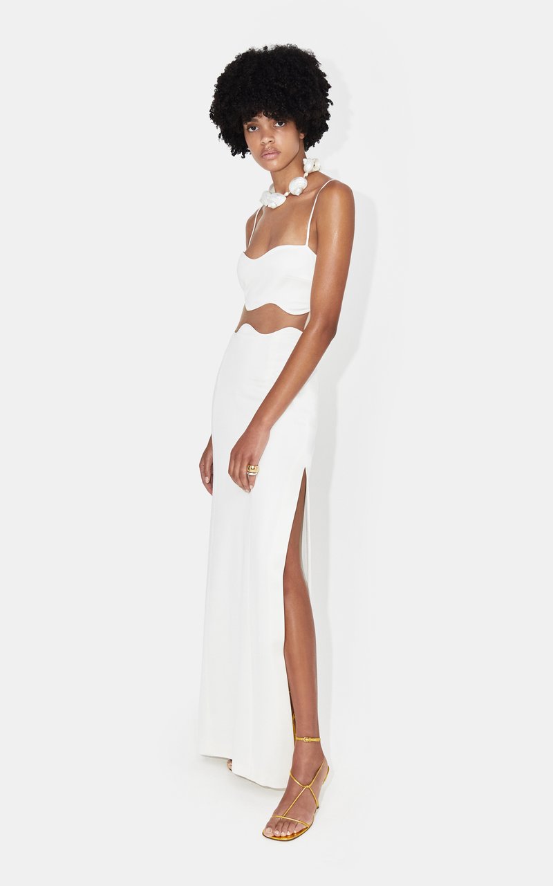 Cutout Strapless White Maxi Dress H5984