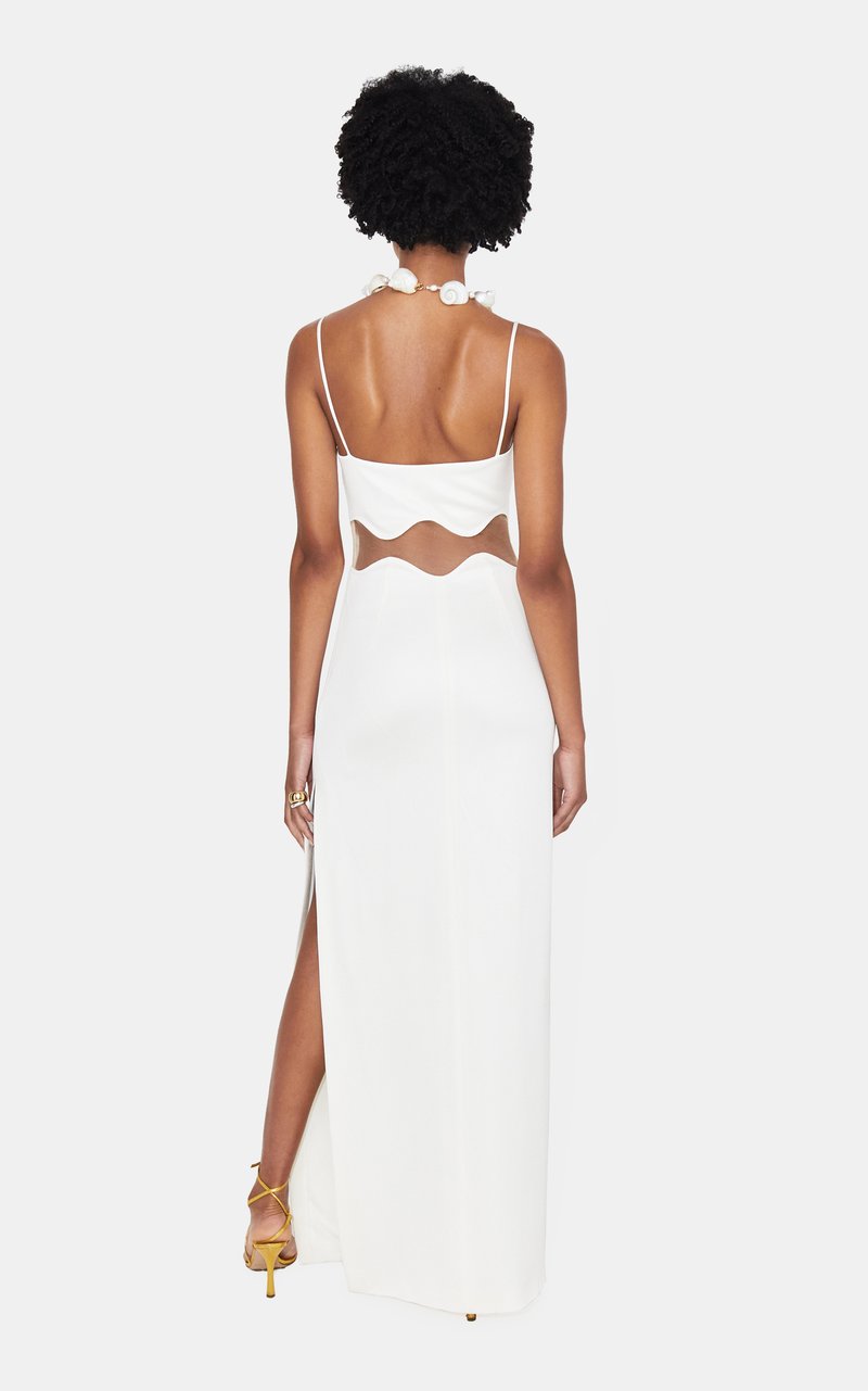 Cutout Strapless White Maxi Dress H5984
