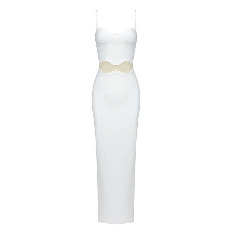 Cutout Strapless White Maxi Dress H5984